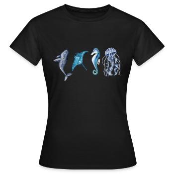 Die Tiere des Ozeans - Frauen T-Shirt - Schwarz - Vorne - AI Model Female 172 dark (172cm)