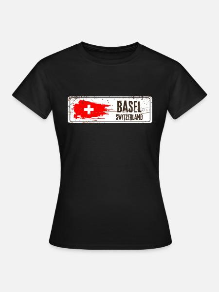 Basel Schweiz Flagge - Frauen T-Shirt - Schwarz