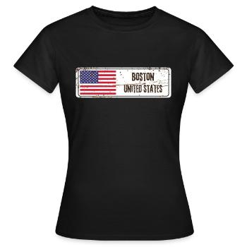 Boston Flagge der Vereinigten Staaten - Frauen T-Shirt - Schwarz - Vorne - AI Model Female 172 dark (172cm)