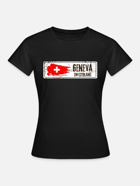 Genf Schweiz Flagge - Frauen T-Shirt - Schwarz