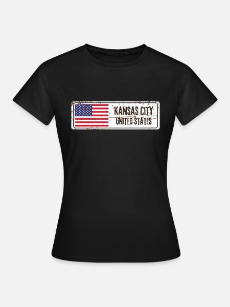 Kansas City Flagge der Vereinigten Staaten - Frauen T-Shirt - Schwarz