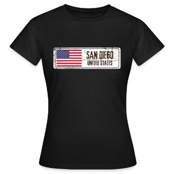 Drapeau de San Diego - T-shirt Femme - noir - Devant - AI Model Female 172 dark (172cm)