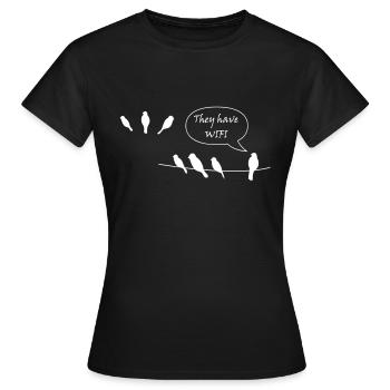 oiseaux avec wifi - T-shirt Femme - noir - Devant - AI Model Female 172 dark (172cm)