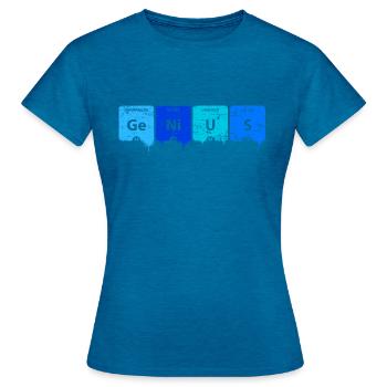 GENIE - Frauen T-Shirt - Antikblaues Saphir meliert - Vorne - AI Model Female 172 dark (172cm)