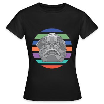 Karl Mag's komplementär | Karl Marx - rund retro - Frauen T-Shirt - Schwarz - Vorne - AI Model Female 172 dark (172cm)