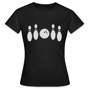 Bowling pas frappé entre les deux - T-shirt Femme - noir - Devant - AI Model Female 172 dark (172cm)