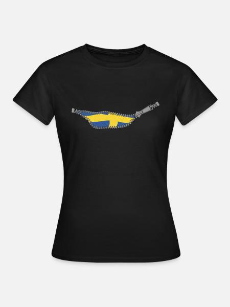 inside a Swede - zipper Reißverschluss - T-shirt dam - svart