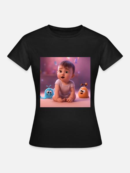 bébé mignon avec des créatures - T-shirt Femme - noir