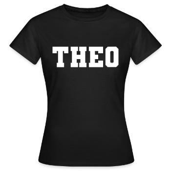 Name - Theo - Frauen T-Shirt - Schwarz - Vorne - AI Model Female 172 dark (172cm)