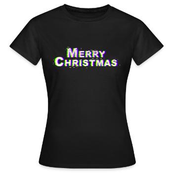 merry christmas glitch - Frauen T-Shirt - Schwarz - Vorne - AI Model Female 172 dark (172cm)