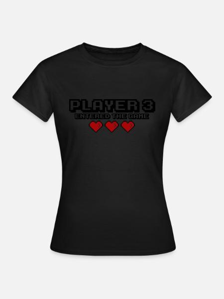 Player 3 entered the game - 3 Herzen - Frauen T-Shirt - Schwarz