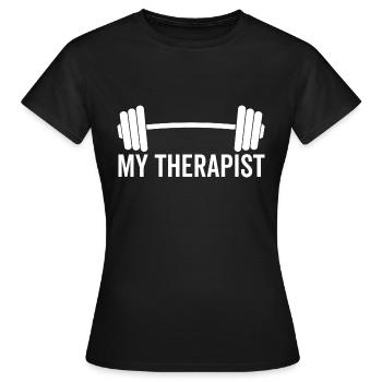 Langhantel Mein Therapeut - Frauen T-Shirt - Schwarz - Vorne - AI Model Female 172 dark (172cm)