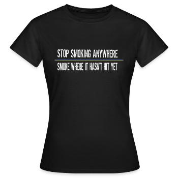Ukranian disant mème Arrêtez de fumer n’importe où - T-shirt Femme - noir - Devant - AI Model Female 172 dark (172cm)