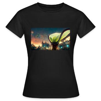 Futuristische Venusfliegenfalle - Frauen T-Shirt - Schwarz - Vorne - AI Model Female 172 dark (172cm)