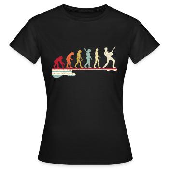 Evolution to guitarist, I like notes and music - Women's T-Shirt - black - Front - AI Model Female 172 dark (172cm)