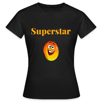 Mangue Superstar été orange fruit soleil humour - T-shirt Femme - noir - Devant - AI Model Female 172 dark (172cm)
