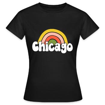 Chicago 70er Jahre Hippie - Frauen T-Shirt - Schwarz - Vorne - AI Model Female 172 dark (172cm)