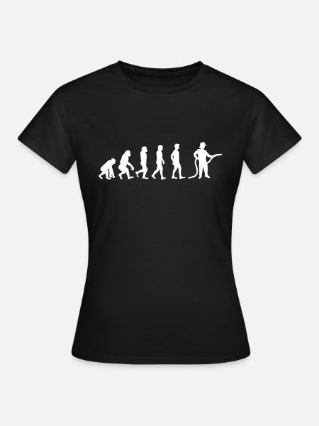Evolution Feuerwehrmann weiß - Frauen T-Shirt - Schwarz