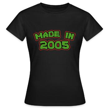 Hergestellt im Jahr 2005 - Frauen T-Shirt - Schwarz - Vorne - AI Model Female 172 dark (172cm)