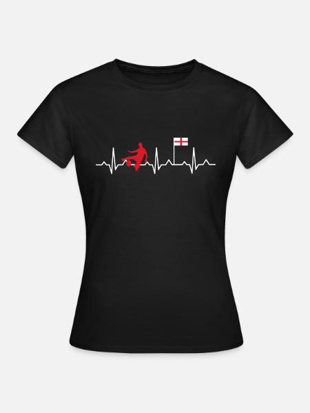 Football Heartbeat England ECG - Women's T-Shirt - black