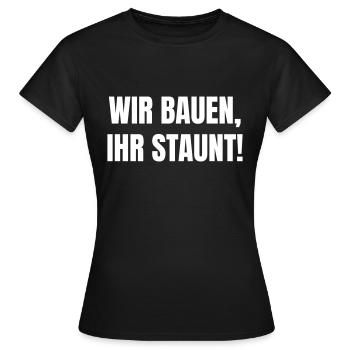 Nous sommes en train de construire, vous en prendrez plein les yeux ! - T-shirt Femme - noir - Devant - AI Model Female 172 dark (172cm)