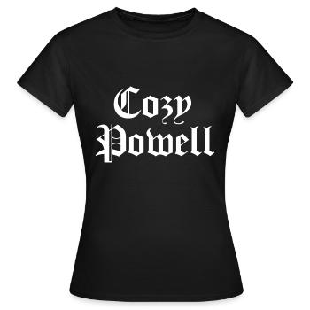 Gemütlicher Powell - Frauen T-Shirt - Schwarz - Vorne - AI Model Female 172 dark (172cm)