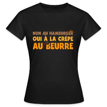 Crêpe au beurre - T-shirt Femme - noir - Devant - AI Model Female 172 dark (172cm)