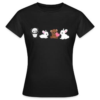 Animals Panda Rabbit Bear Animal Rights Activist - Women's T-Shirt - black - Front - AI Model Female 172 dark (172cm)