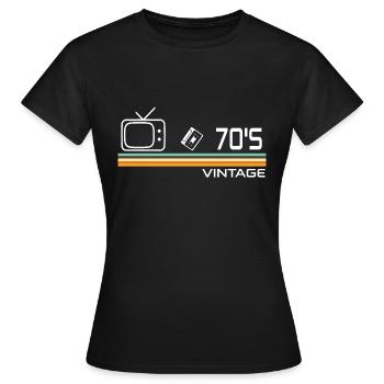 Années 70 - T-shirt Femme - noir - Devant - AI Model Female 172 dark (172cm)