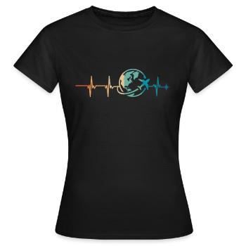 battement de cœur voyage - T-shirt Femme - noir - Devant - AI Model Female 172 dark (172cm)