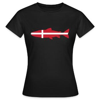 Lachs_Dänemark_umriss - Frauen T-Shirt - Schwarz - Vorne - AI Model Female 172 dark (172cm)