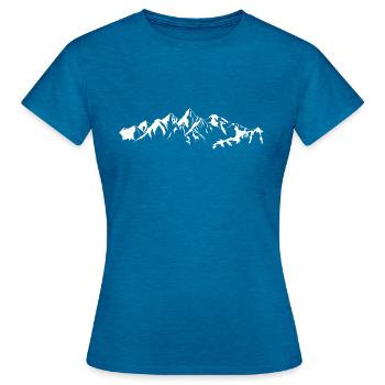 Panorama Montagne Blanc - T-shirt Femme - bleu saphir antique chiné - Devant - AI Model Female 172 dark (172cm)