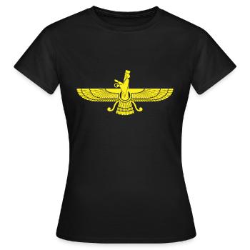 Vapensköld gåva Iran Iranska Falgge Persien - T-shirt dam - svart - Fram - AI Model Female 172 dark (172cm)