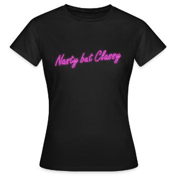 Neon Naughty by classy lettering - Women's T-Shirt - black - Front - AI Model Female 172 dark (172cm)