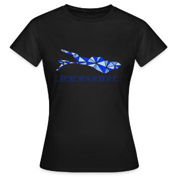 Lac de Constance | Coordonnées | Bleu - T-shirt Femme - noir - Devant - AI Model Female 172 dark (172cm)