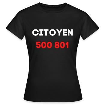 citoyen 500 801 numéro gouvernement - T-shirt Femme - noir - Devant - AI Model Female 172 dark (172cm)