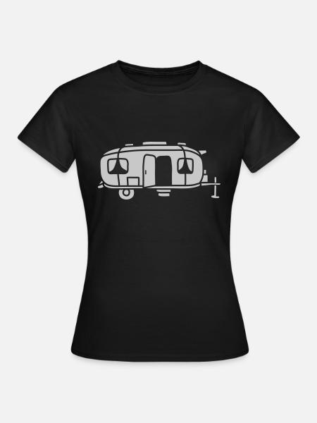 Wohnwagen Comic Design Camping - Frauen T-Shirt - Schwarz