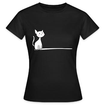 Ligne mignonne caressée par chat - T-shirt Femme - noir - Devant - AI Model Female 172 dark (172cm)