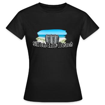 Six on the Beach Wortspiel Sex Party Bier Sixpack - Frauen T-Shirt - Schwarz - Vorne - AI Model Female 172 dark (172cm)