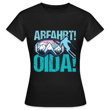 Abfahrt Ski - Frauen T-Shirt - Schwarz - Vorne - AI Model Female 172 dark (172cm)
