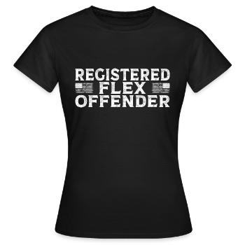 Funny Registered Flex Offender Bodybuilding - Women's T-Shirt - black - Front - AI Model Female 172 dark (172cm)