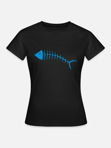 Fischgräte Fisch Gräte Skelett - Frauen T-Shirt - Schwarz