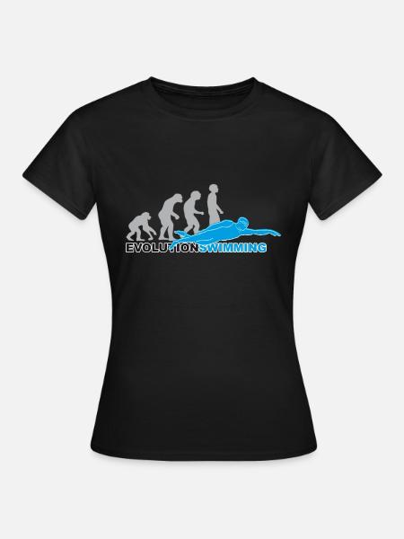 evolution swimming, swim, schwimmen, Schwimmer - T-shirt dam - svart