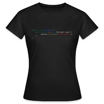Java Hello World - Frauen T-Shirt - Schwarz - Vorne - AI Model Female 172 dark (172cm)