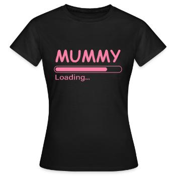 Mummy loading - Frauen T-Shirt - Schwarz - Vorne - AI Model Female 172 dark (172cm)