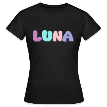 Nom - Luna - T-shirt Femme - noir - Devant - AI Model Female 172 dark (172cm)