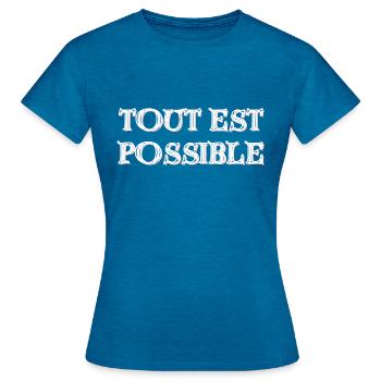 Anything is Possible - Women's T-Shirt - antique blue sapphire heather - Front - AI Model Female 172 dark (172cm)