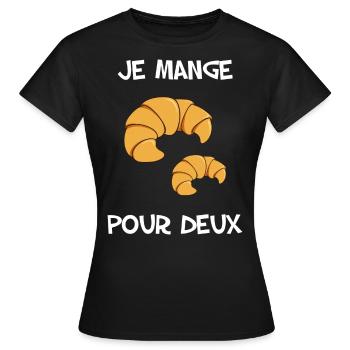 Je mange pour deux humour annonce grossesse - T-shirt Femme - noir - Devant - AI Model Female 172 dark (172cm)