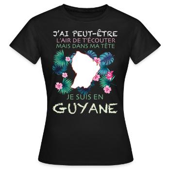 Dans Ma Tête je Suis En Guyane - T-shirt Femme - noir - Devant - AI Model Female 172 dark (172cm)