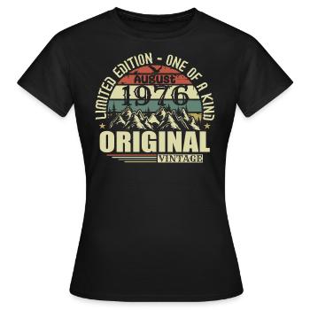 Août 1976 Anniversaire Août 1976 Né Août - T-shirt Femme - noir - Devant - AI Model Female 172 dark (172cm)